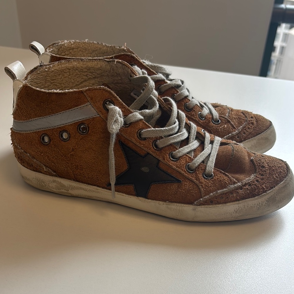 Golden Goose Mid/Star Brown Suede Sneakers